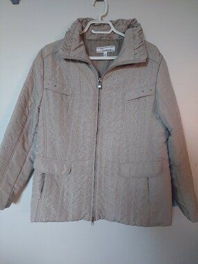 Variations Women's Size Medium Lightweight Beige Quilted Zip-up Jacket